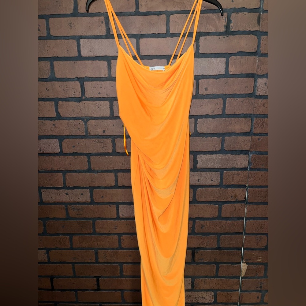 ZARA long orange dress